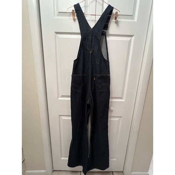vintage flared levis orange tab dark wash womens overalls - Picture 11 of 14